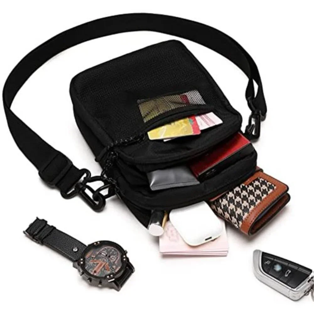 Small Messenger Bag for Men Women, Water Resistant Adjustable Crossbody - Picture 6 of 6